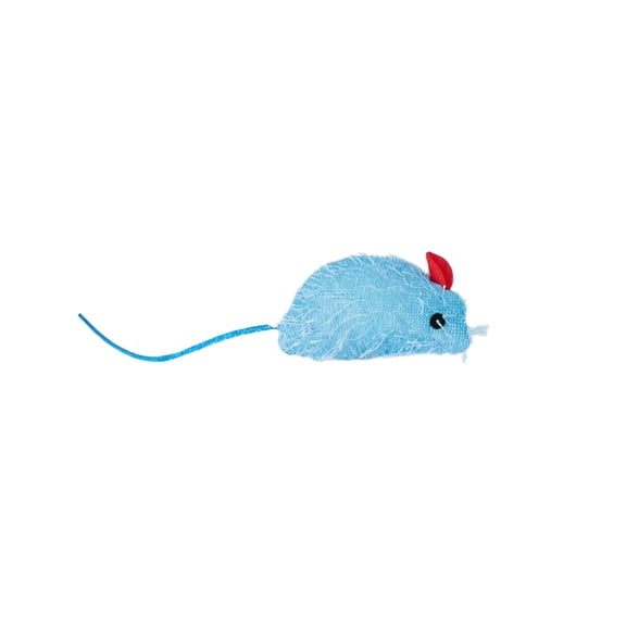 Colorful Pine Needle Fabric Mouse Cat Toy, Interactive Soft Plush Squeaky Mice Chew Toy for Indoor Cats, Durable Biting and Teething Toy for Self-Play and Boredom - Blue