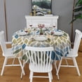thumbnail image 2 of Blue Leaf and Vine Pattern Round Tablecloth 60"x60",Wrinkle Wipeable Table Cloth for Kitchen Dining Room Picnic Patio Party, 2 of 6