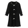 thumbnail image 7 of Gytharion Fleece Nightgowns for Women Winter Warm Plush Sleepshirt Cute Solid Bow Pullover Mid-Length Nightdress Soft Cozy Ruffled Long Sleeve Lapel Sleepwear, 7 of 7