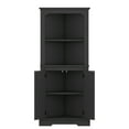 thumbnail image 3 of Tall Corner Cabinet With Doors In Black - For Living Rooms, Bathrooms, Dining Kitchens. Extra Storage Available. Stylish And Considerate. Safe Round Treatment. Made Of , Waterproof Easy To Wipe., 3 of 7