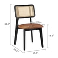 thumbnail image 4 of Art Leon Mid Century Dining Chairs Set of 2, Genuine Leather Rattan Cane Back with Ash Frame, Black, 4 of 7