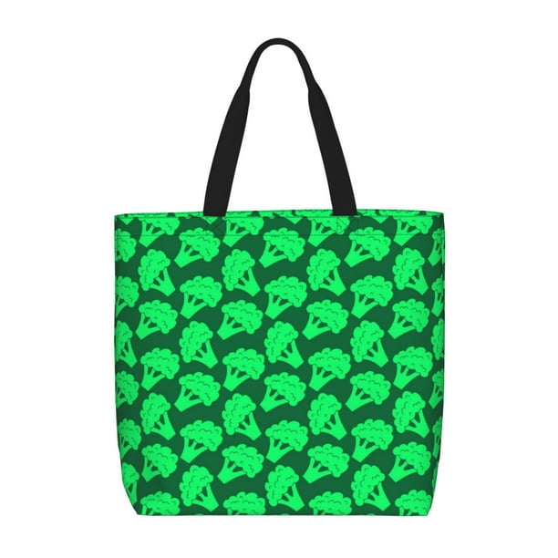 Fotbe Green Broccoli Bolsa Tote con Estampado para Mujer, Bolsos con Cremallera, Bolsa de Hombro Casual de Gran Capacidad con Bolsillos Internos
