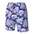 thumbnail image 4 of Salouo pinkk flower crystal Skull Pattern Swim Trunks for Men,Men's Hawaiian Bathing Suit Swimsuits Quick Dry Swimming Board Shorts Beach Shorts with Pockets-Large, 4 of 6