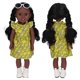 thumbnail image 4 of Muñeca Negra, Encantadora Muñeca De Vinilo Exquisita De Regalo De Cumpleaños A La Moda Con Gafas Para El Dormitorio Del Hogar Universal Otros, 4 of 8