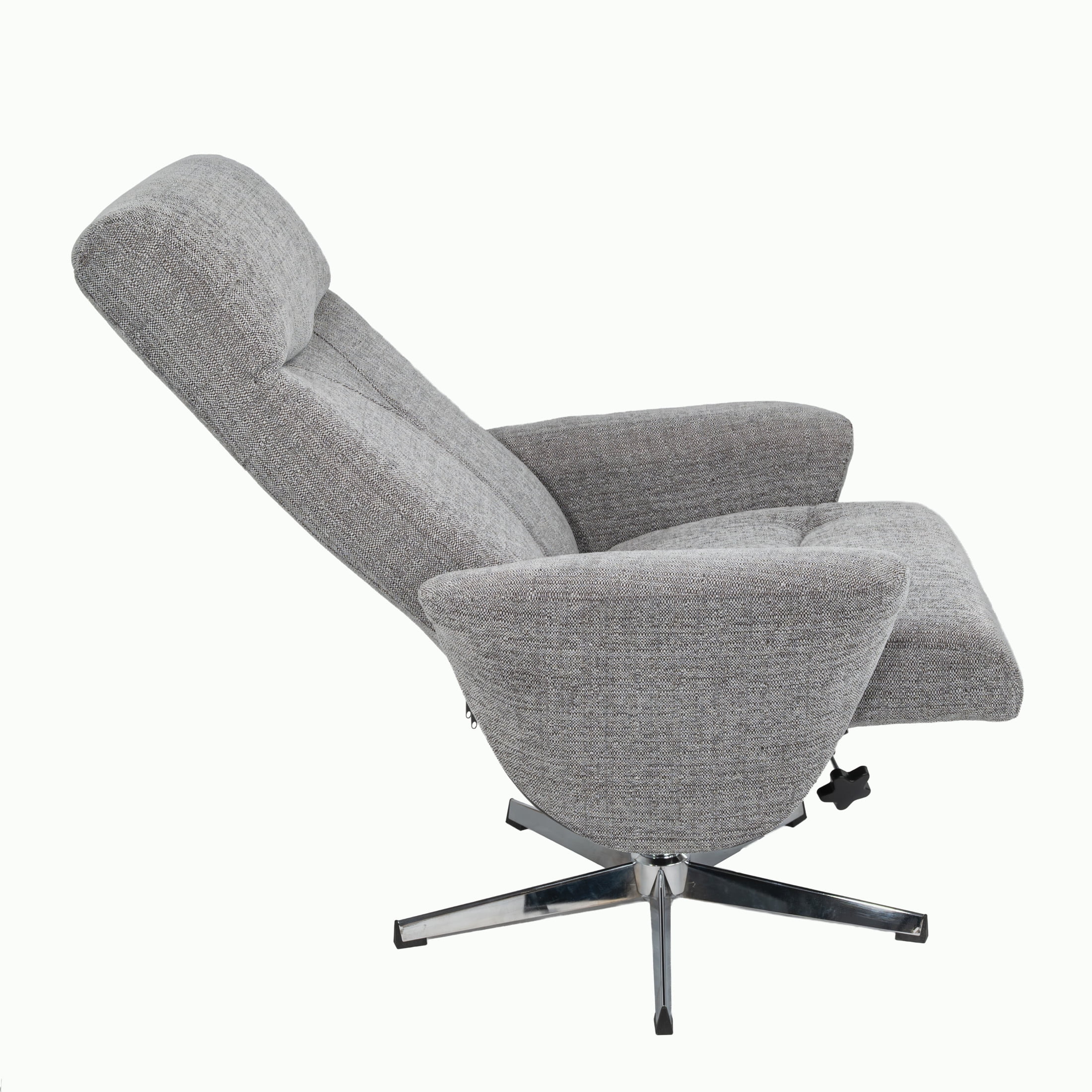 Noble House Modern Swivel Chenille Recliner with Ottoman, Ergonomic Manual Upholstered Lounge Chair, Light Gray