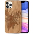 thumbnail image 1 of Case Yard Wooden Case Outside Soft TPU Silicone, Slim Fit Shockproof Wood Protective Phone Cover for Girls Boys Men and Women, Supports Wireless Charging Moose Design case for iPhone-12-Pro-Max, 1 of 7