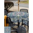 thumbnail image 6 of Square Outdoor Tablecloth with Umbrella Hole Bohemia Floral Outside Table Cloth Waterproof Patio Table Cover Watercolor Flowers Ethnic Retro Blue Zipper Tablecloths for Picnic Camping 60x60 Inch, 6 of 8