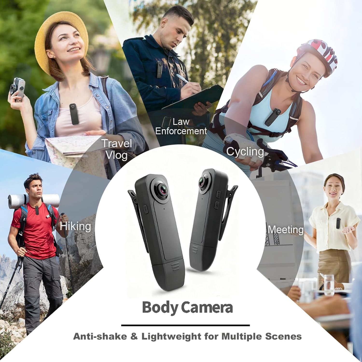 1080P Mini Body Camera with Audio Clip-on Video Recorder Wide Angle Video Camera Built-in Battery Night Vision Motion Detection for Hiking Riding Running Travel