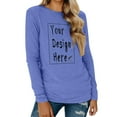 thumbnail image 3 of Oversized Long Sleeve Shirts For Women Comfortable Loose Crew Neck Solid Color Tunic Tops Lightweight Fall Winter Work Tee Pullover Outfits Blue L, 3 of 7