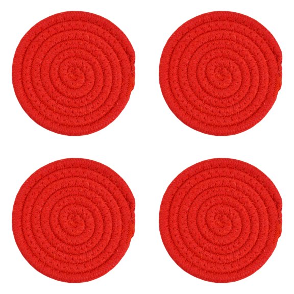 HWHCGZ 4Pcs 4.33 Inches Trivets for Hot Dishes, Heat Resistant Trivets for Hot Pots and Pans,Cotton Hot Pads Coasters Mat for Countertops, Cooking Red