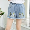 thumbnail image 2 of Ugoldhm Girls Shorts Summer Denim Rabbit Embroidered Soft Comfy Elastic Waist Stretch Jean Shorts Girl Clothes Size 3-14, 2 of 3