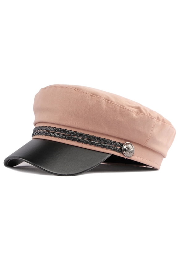 Unisex Vintage Cotton Yacht Captain Sailor Hat, Classic Baker Boy Cabbie Newsboy Cap, Peaked Chauffeur Gatsby Beret Hat,for Daily Outfit Party Costume Cosplay Travel Outdoor Pink
