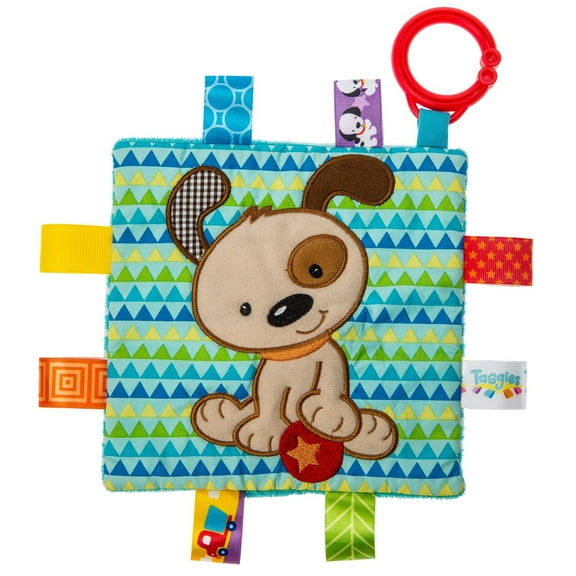 Mary Meyer - Baby Taggies Crinkle Me - Jouet apaisant, sensoriel, papier froissé et couineur, poussette et siège de voiture jouet - chiot garçon