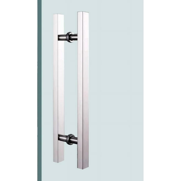 Modern Square Commercial Glass Door Handle,Modern Heavy Duty Exterior Barn Door Handles,Modern Office Door Handle Push Pull Shop Entry Modern Door Handle (Color:Silver,Size:50cm(19