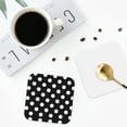 thumbnail image 4 of Lsque Black and White Polka Dot Pattern 4" Drink Coasters Set of 4, PVC Leather Absorbent Coasters, Table Coaster Set Decorative Coffee Cup Coasters Housewarming Gift -Square, 4 of 6