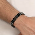 thumbnail image 5 of Men's Black Braided PU Leather Bracelet – Meaningful Gift For Boyfriend, Husband, Or Dad,7.5"-White-To My Grandpa, 5 of 13