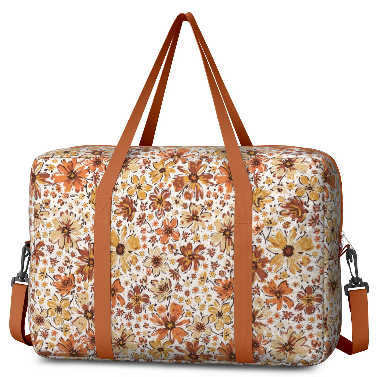 For Spirit Airlines Personal Item Bag 18x14x8 Inch, Floral Weekender Travel Bag, Foldable Travel Duffel Bag Underseat Carry on Bag with Luggage Sleeve for Women and Men 30L