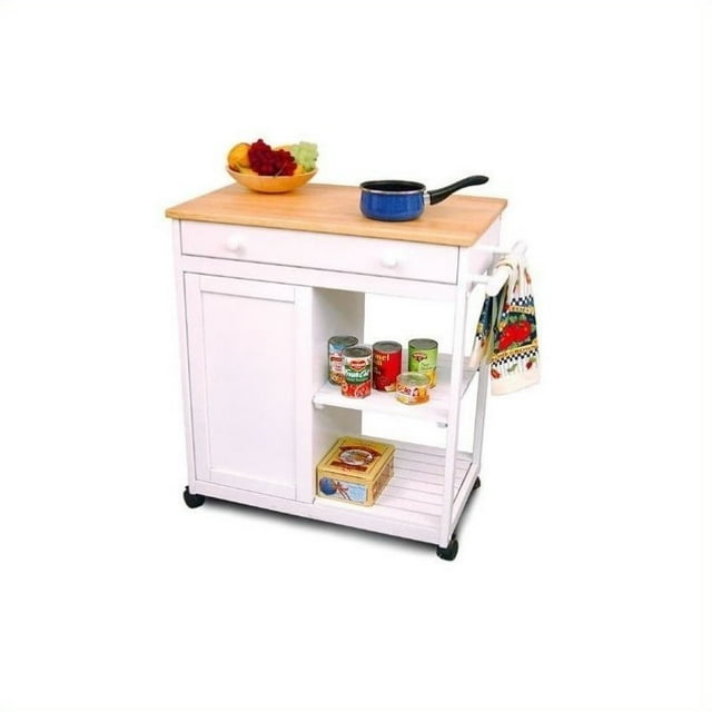 Catskill Preston Chariot de Cuisine Blanc Creux avec Bloc de Boucher