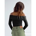 thumbnail image 3 of Rdhnmea Women's Long Sleeve Y2k Crop Tops Off Shoulder Slim Fit Casual Knit Going Out Shirts Tee Clothing Streetwear 2024, 3 of 4