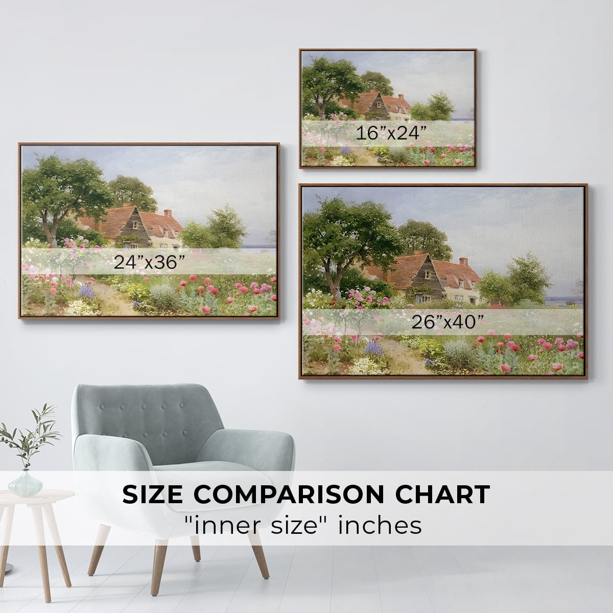 Vintage Landscape-CCLIV By Wexford Home Framed in Walnut Wood Gallery Wrapped Canvas 25 in. x 37 in.