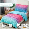 thumbnail image 7 of PERFEMET 4 Piece Plush Soft Toddler Bedding Set for Girls,Colorful Tie-Dye Gradient Star Reversible Design Comforter,Tuequoise Blue, 7 of 7