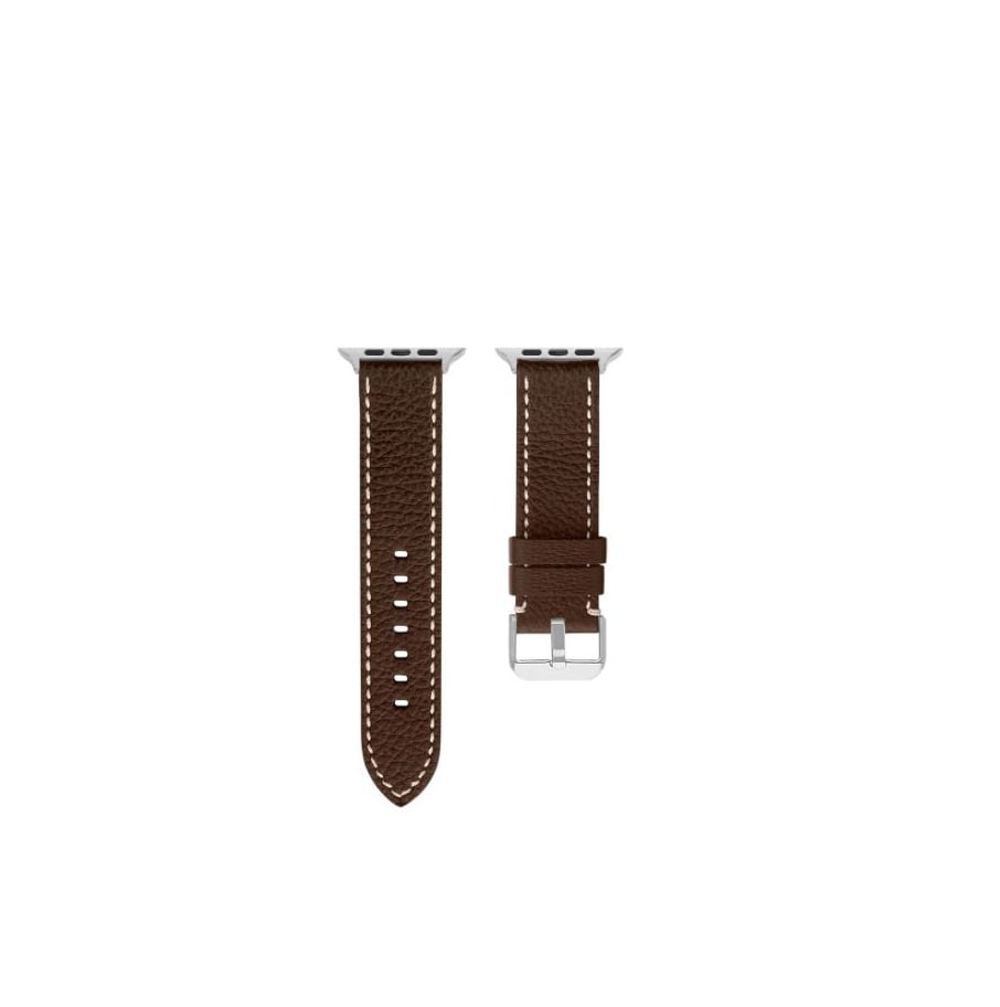Men's Watch Strap, Silver/brown 42-44mm