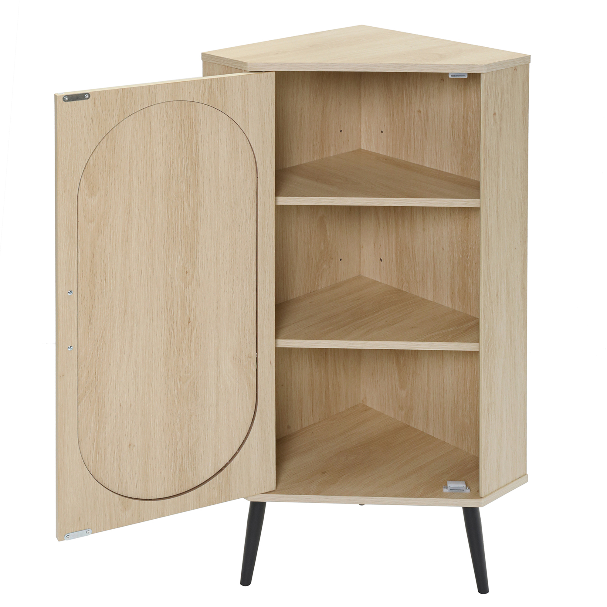 HIUU Small Corner Cabinet with Rattan Doors,Slim Bathroom Storage Cabinet,Freestanding Corner Table with Storage(Natural)