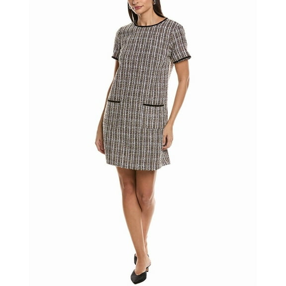 CeCe womens Tweed Shift Dress, 10, Black