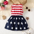 thumbnail image 6 of Ruyang Toddler Girls Star Print Tank Dress 4th of July Patriotic Ruffle Dresses Sleeveless Baby Crew Neck Striped Skirts, 6 of 8