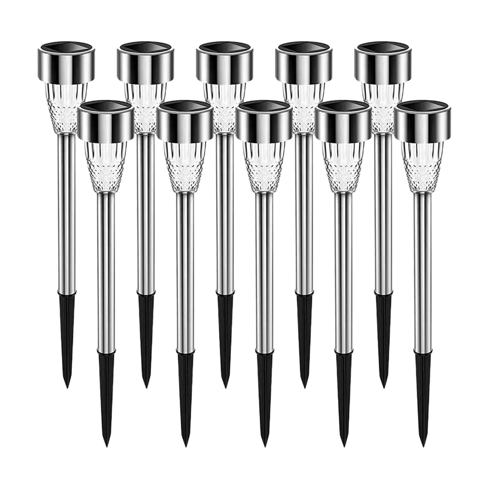 10 Pack Solar Powered Outdoor LED Landscape Lights Waterproof Garden Lighting Stainless Steel Ground Spotlights for Yard Patio Driveway