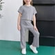 thumbnail image 5 of Niñas de Color Sólido Hielo Seda de Verano sin Mangas Y Pantalones de Moda Casual Suelto Traje de 2 Piezas, 5 of 6