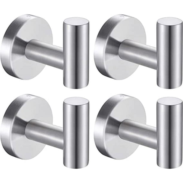 Zhuge Ganchos para toallas de baño, ganchos de pared para montaje en pared, ganchos para abrigos de acero inoxidable SUS 304 para puerta de armario, paquete de 8 (níquel cepillado)