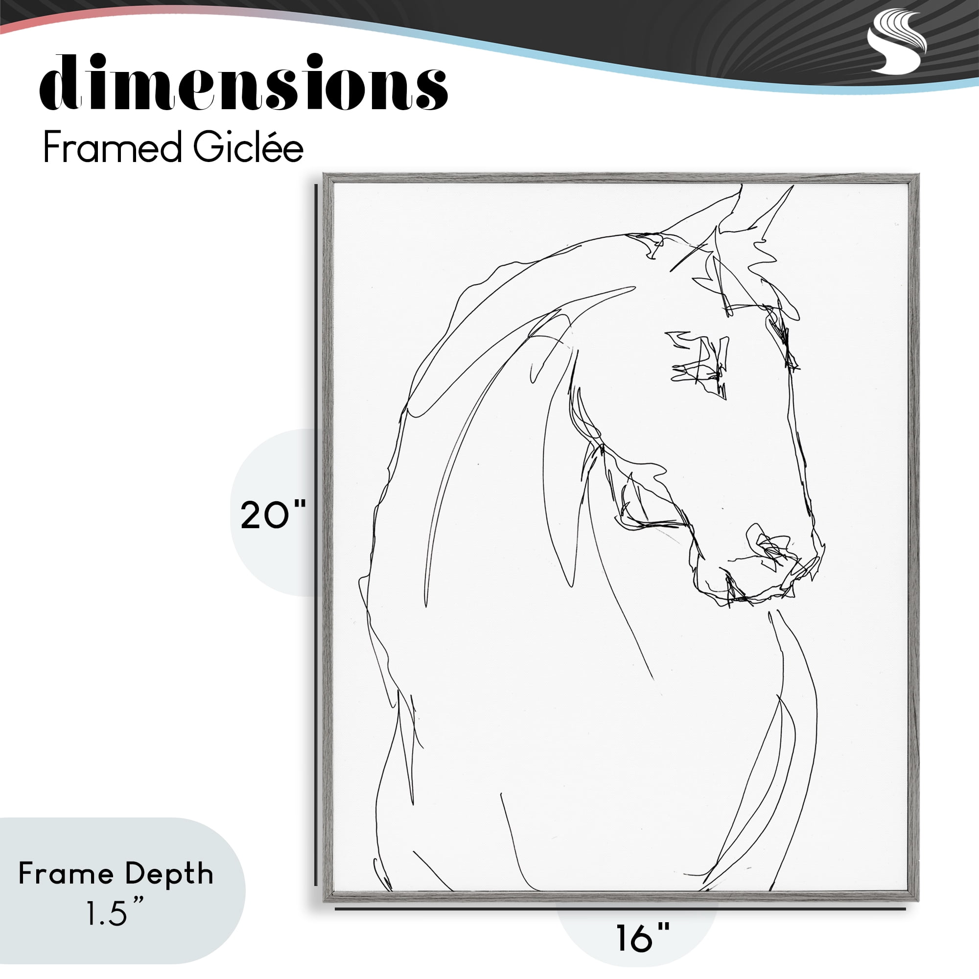Stupell Industries Sketched Horse Contour Gray Framed Giclee Art, design by Lorenzo Collective