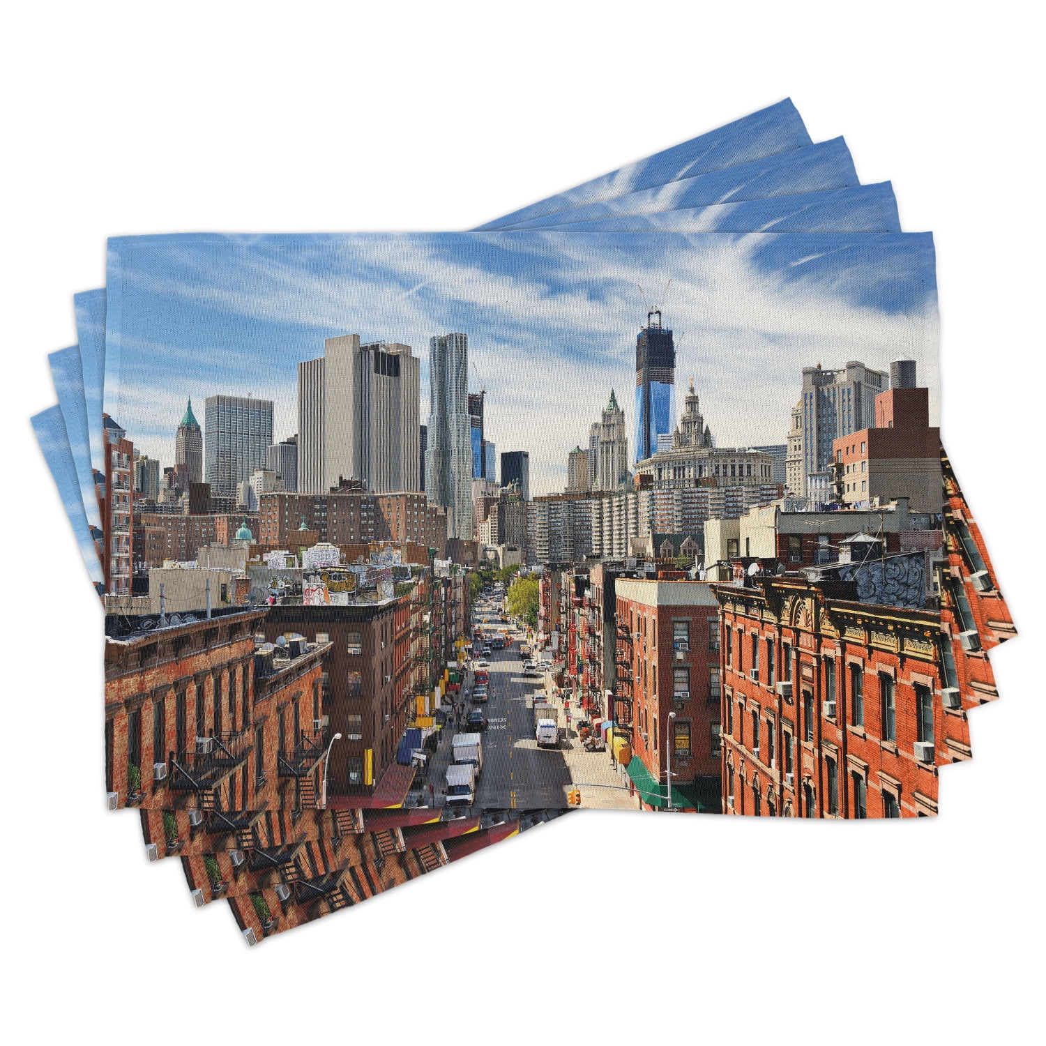 City Placemats Set of 4 Lower Manhattan Cityscape Famous Travel
