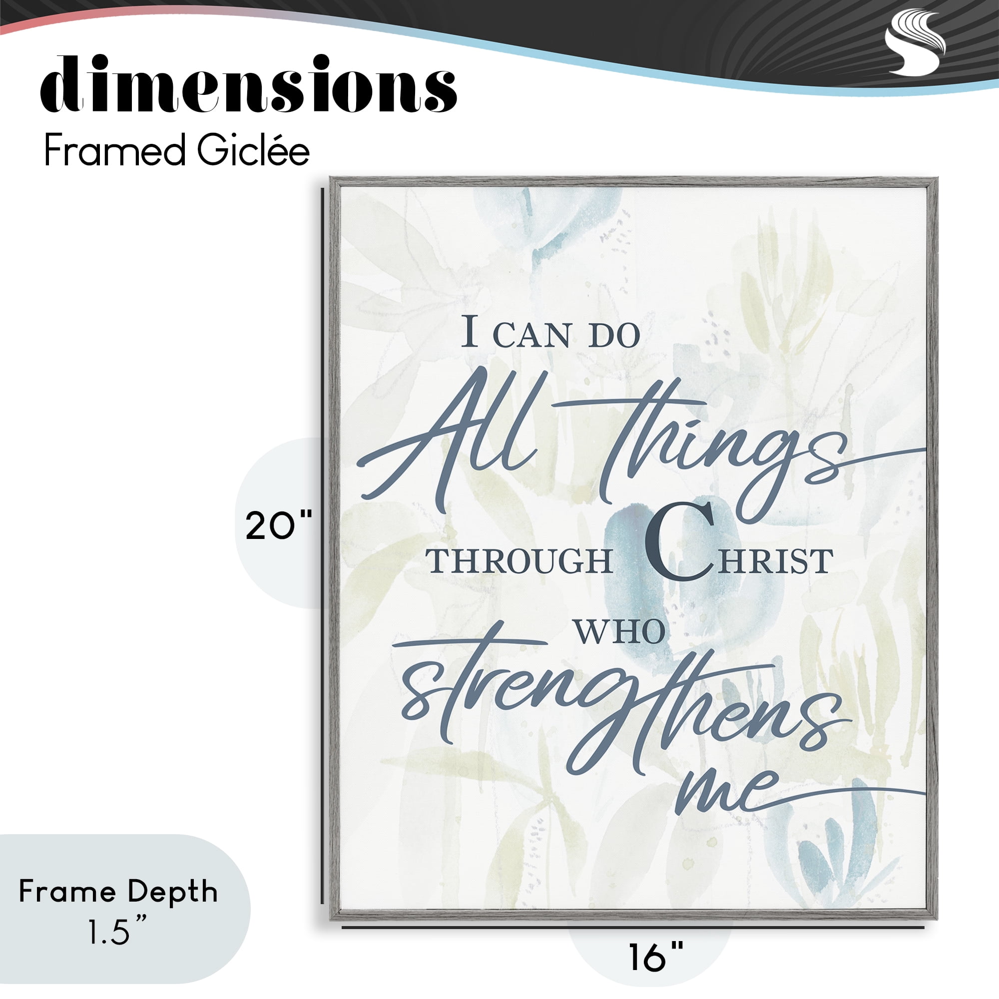 Stupell Industries All Things Through Christ Gray Framed Giclee Art, design by Krinlox