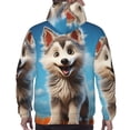 thumbnail image 3 of Bingfone Blue Sky Cute Wolf Men's Drawstring Hoodie Long Sleeve Pocket Sweatshirts-Large, 3 of 6