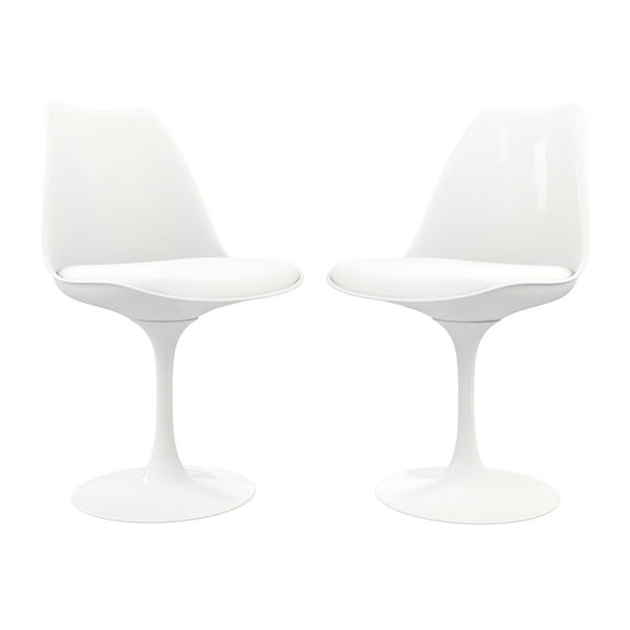 Modholic Tulip Swivel Side Chair, White (Set Of 2)