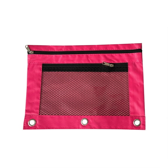 Beautynvta Binder Pencil Pouches, Pencil Pouch for 3 Ring Binder, Clear Window Pencil Bag with Three Holes And Double Zipper