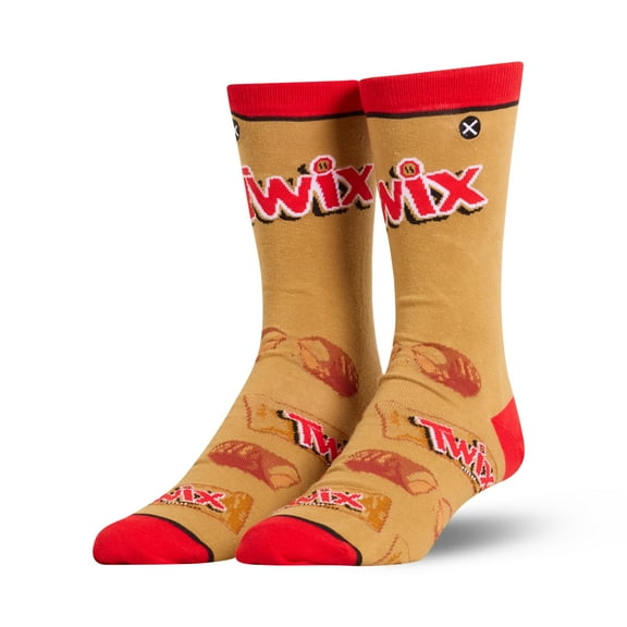 Cool Socks – Twix Bars Crew Socks – Size Large for Men & Women – Chocolate Caramel Graphic – Comfy