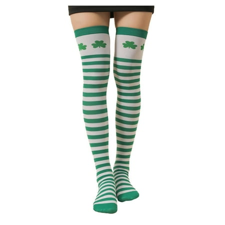 

DENGDENG Women s Winter St. Patrick s Thigh High Socks Warm Print Over The Knee Stocks for Women Soft Green Stockings