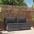thumbnail image 1 of vidaXL Garden Middle Sofas with Cushions 2 pcs Grey Poly Rattan, 1 of 5
