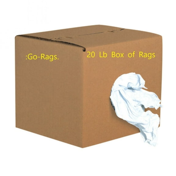 Go RAGS 20 Lb Box White Household Cleaning Cloths, All Purpose, Wood, Commercial, Bathroom