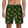 thumbnail image 2 of Picia Hohey Bee pattern Mens Swim Trunks with Compression Liner Stretch Beach Shorts Quick Dry with Zipper Pockets No-Chafing Board Shorts-Large, 2 of 9