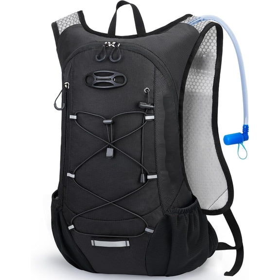 Lightweight Hydration Backpack, Running Backpack with 2L Water Bladder | Hydro Water Daypack, small hiking backpack for Cycling Hiking Rave for Men Women