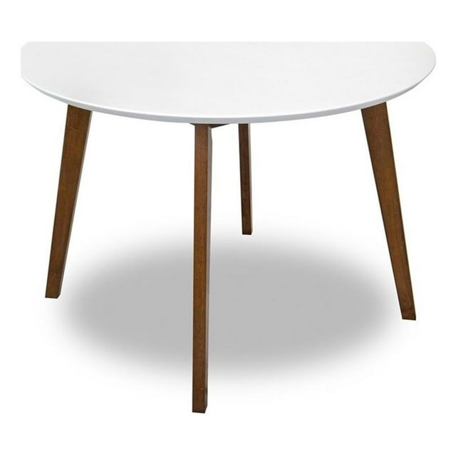 Allora Table à Manger Ronde Moderne de 43 Pouces en Bois Massif, Noyer/blanc