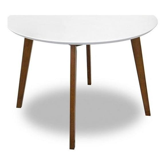 Allora Modern 43" Solid Wood Round Dining Table in Walnut/White