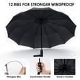 thumbnail image 5 of gastropod JIGUOOR 12 Ribs Wood Handheld Folding Umbrella Windproof Compact Travel,Auto Open/Close Large Rain Umbrellas w/Teflon Coating, Ergonomic Handle FREE Leather Case for Mens Women, 5 of 8