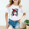 thumbnail image 3 of Baby Girl Tops Solid Color Short Sleeve T Shirts Round Neck Funny Back To School Shirt Girls' Tops, Tees & Blouses 5-6 Years（White）, 3 of 5