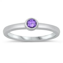 CHOOSE YOUR COLOR Simulated Amethyst Promise Ring Circle .925 Sterling Silver Band Purple CZ Female Size 5