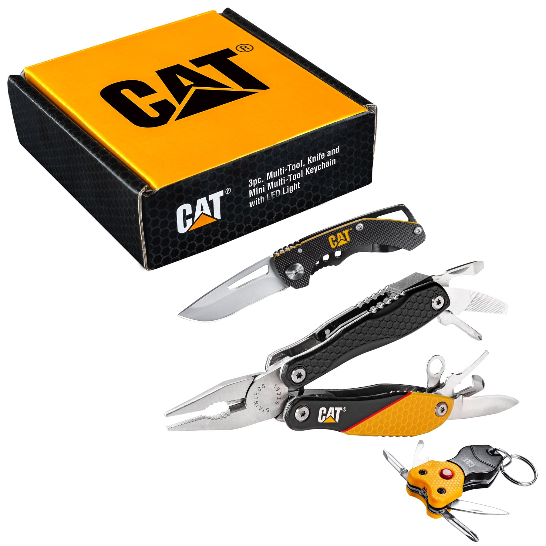 Cat 3 Piece MultiTool and Pocket Knife Gift Set Box 240192 Walmart